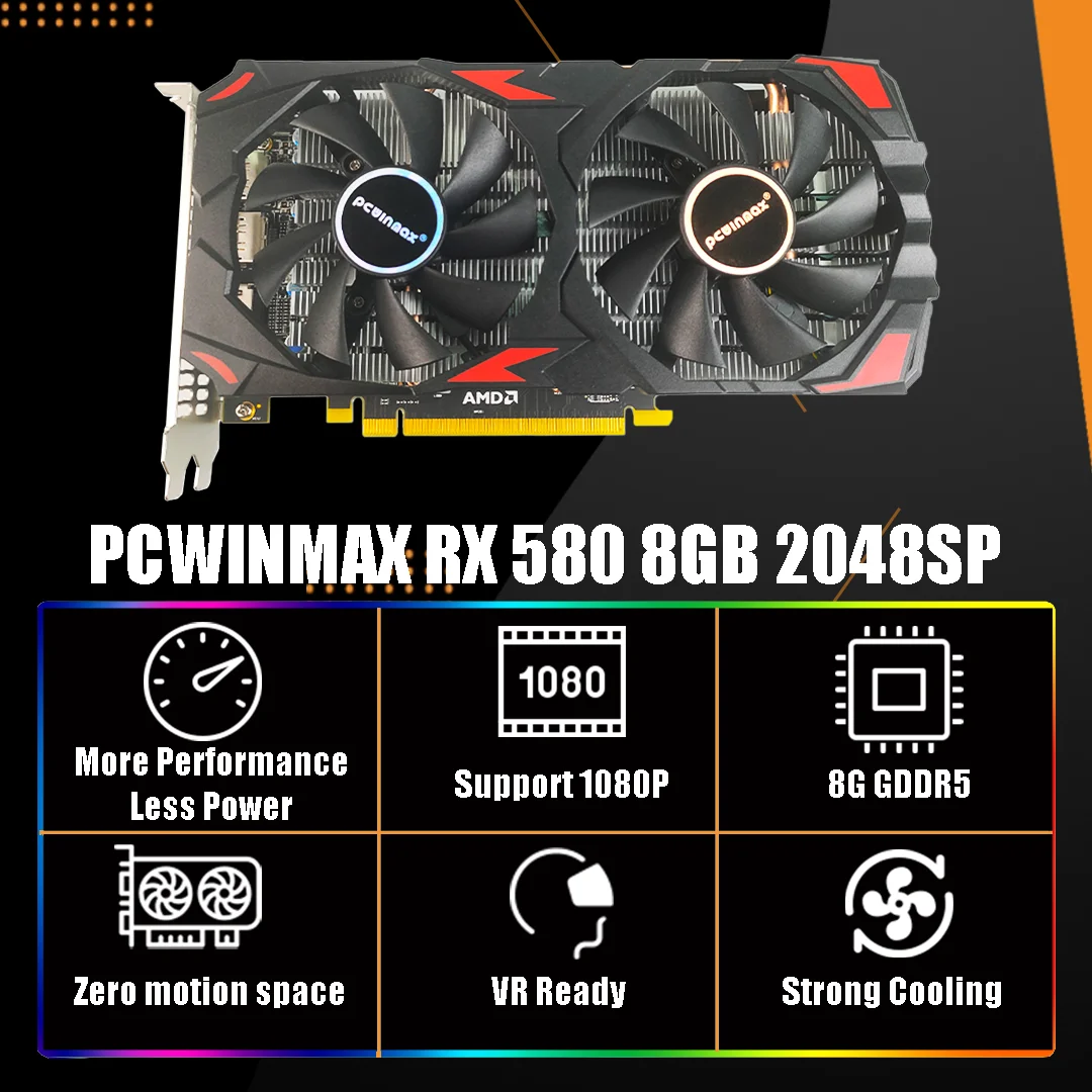 PCWINMAX Neue Radeon RX580 8 G – Rx 580 8Gb 2048Sp Gpu Bewertung und Preis